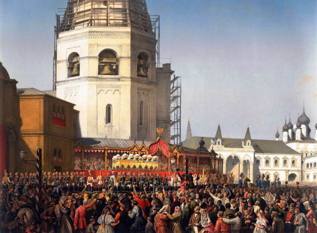 موكب بعد تتويج القيصر ألكسندر الثاني من روسيا ، موسكو ، 1856. بواسطة جان سوريول