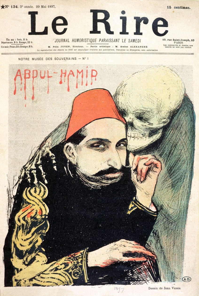 كاريكاتير لعبد الحميد الثاني (1842-1918) من "لاريري" ، 29 مايو 1897 بواسطة جان فيبر