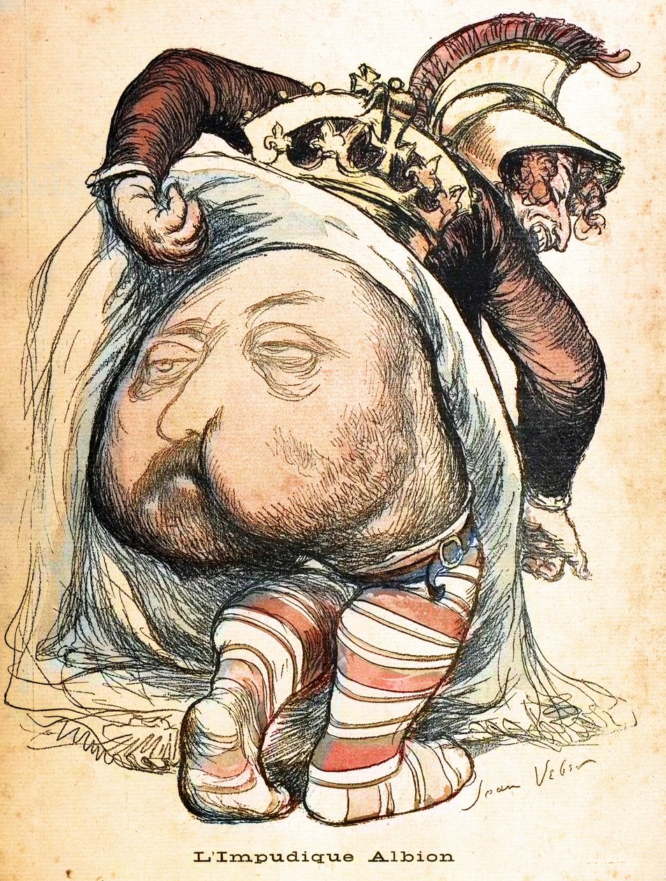 ألبيون غير مألوف - إدوارد السابع ". رسم كاريكاتوري لجان فيبر عن حرب البوير - "L'Assiette au Butter" ، العدد 28 ، 28 سبتمبر بواسطة جان فيبر