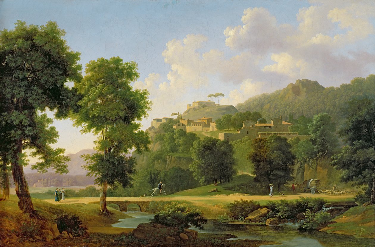 منظر طبيعي مع متسابق ، c.1808-10 بواسطة جان فيكتور بيرتين
