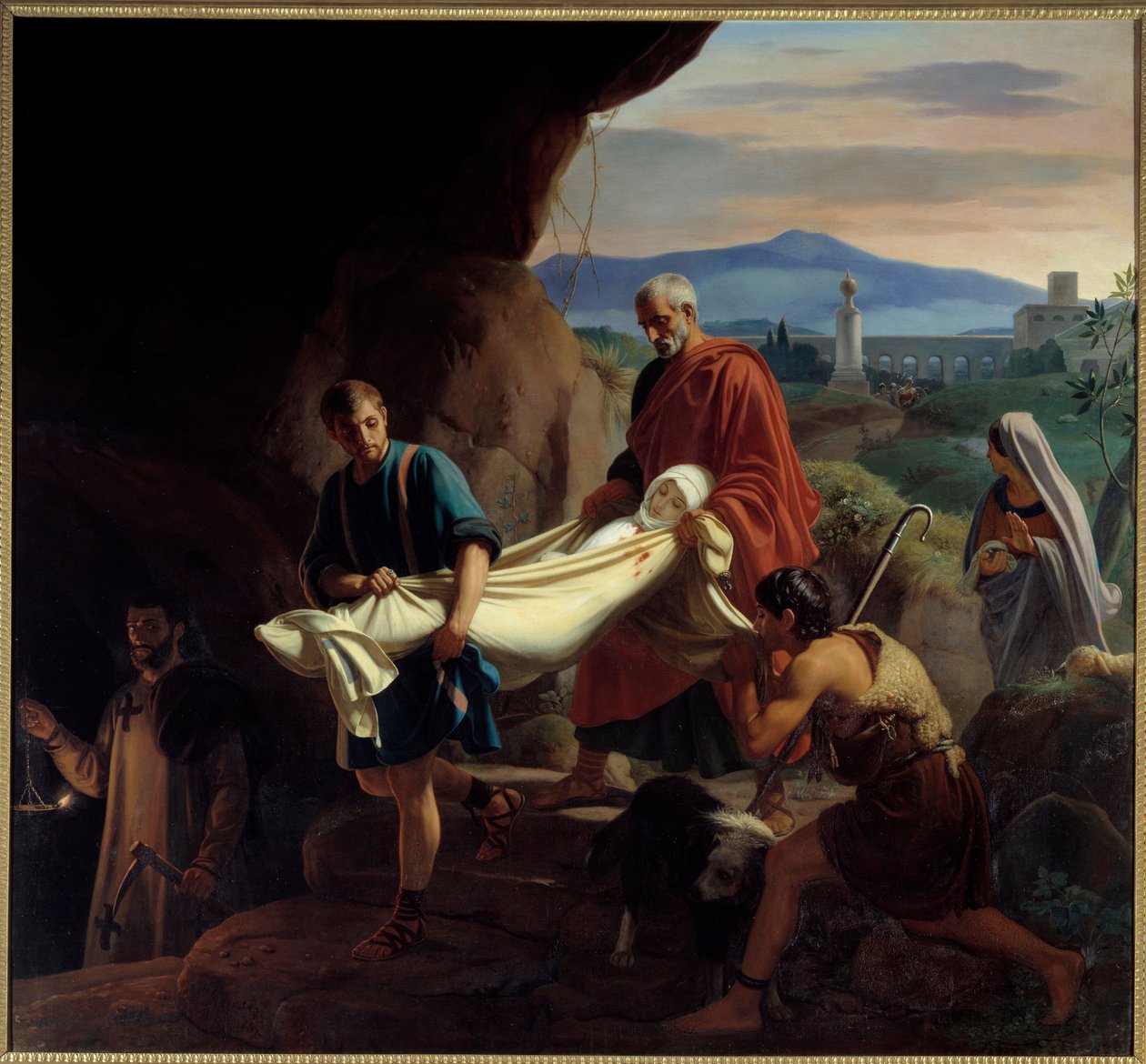 جنازة شابة مسيحية في سراديب الموتى في روما وقت الاضطهاد. لوحة لفيكتور شنيتز (1787 - 1870) بواسطة جان فيكتور شنيتز