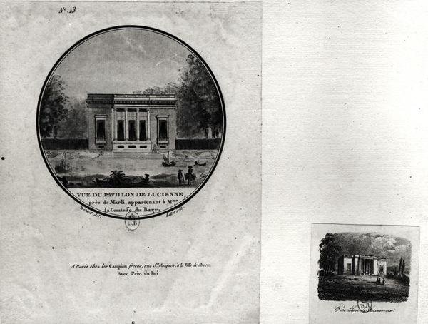 منظر لجناح في Louveciennes بناه كلود نيكولاس ليدو (1736-1806) من أجل مدام دو باري (مرحاض على ورق) بواسطة جان تستارد