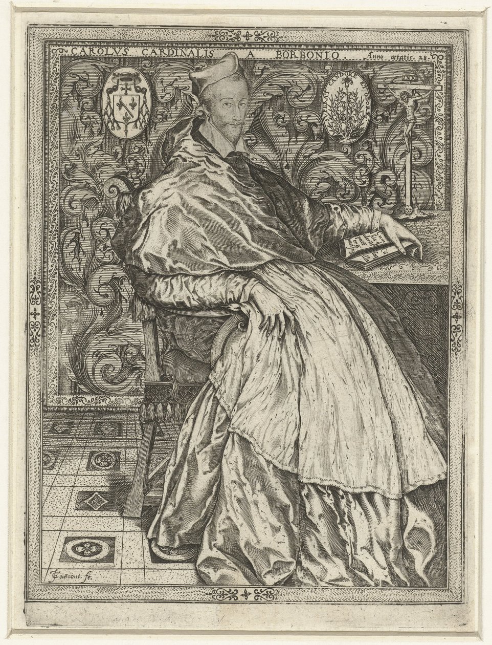 Portret van kardinaal Karel van Bourbon تشارلز كاردينال بوربون عن عمر يناهز 28 عامًا بواسطة جان دي غورمونت (أنا)
