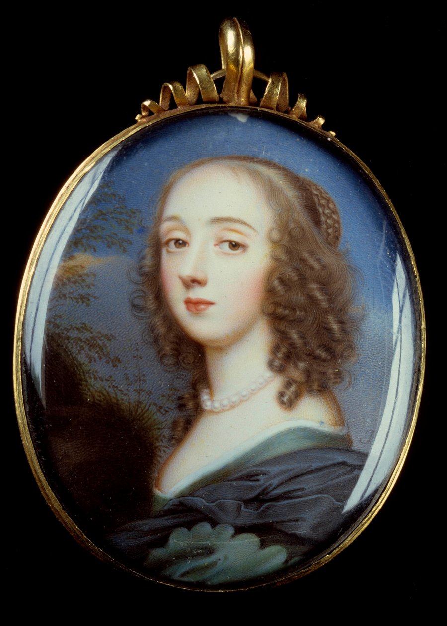 صورة لرسمة مدموزيل كيرك مصغرة في ميدالية رسمها جان بيتيو ذا فو (1607-1691) من القرن السابع عشر. الأحد 0،05 × 0،04 م. بواسطة جان الأكبر بيتيتوت