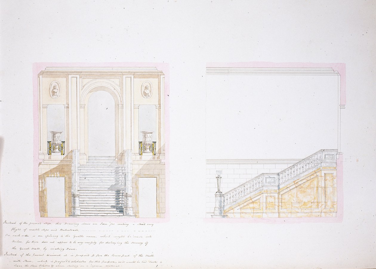 Design for the Painted Hall, Chatsworth (watercolor on paper) بواسطة جيفري وياتفيل