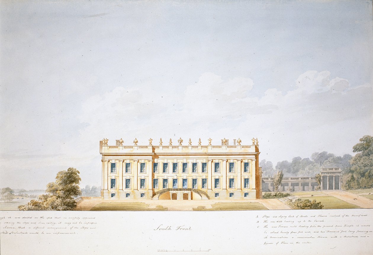 Design for the South Front, Chatsworth House (watercolor on paper) بواسطة جيفري وياتفيل