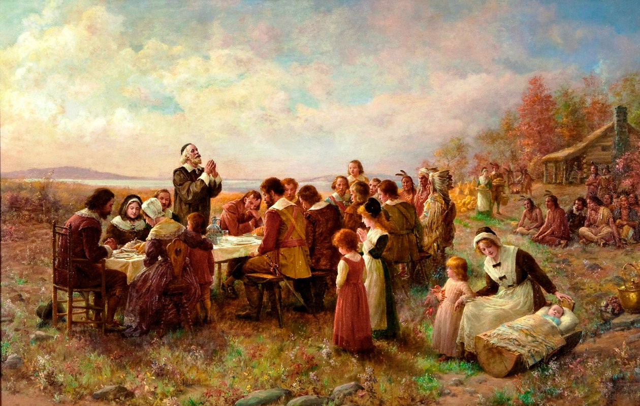 عيد الشكر الأول في بليموث ، 1914. بواسطة جيني أوغوستا براونزكومب