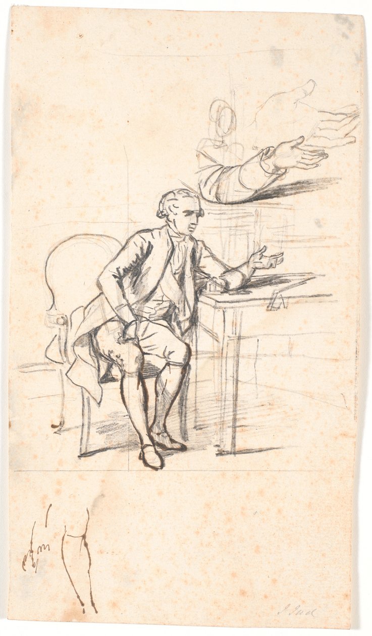 دراسة لصورة عائلة هولمسكيولد من عام 1787: المجلس السري. ثيودور هولمسكيولد جالسًا على طاولة بواسطة ينس جويل