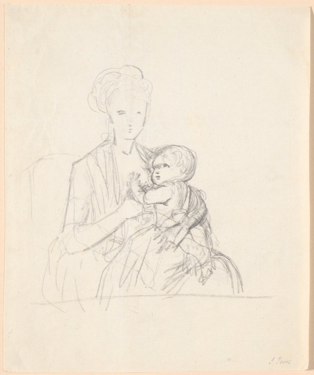 مسودة لصورة الكونتيسة صوفي ماجدالين رابين ، ني فون كولين مع ابنها الأكبر ، المولود عام 1784 بواسطة ينس جويل