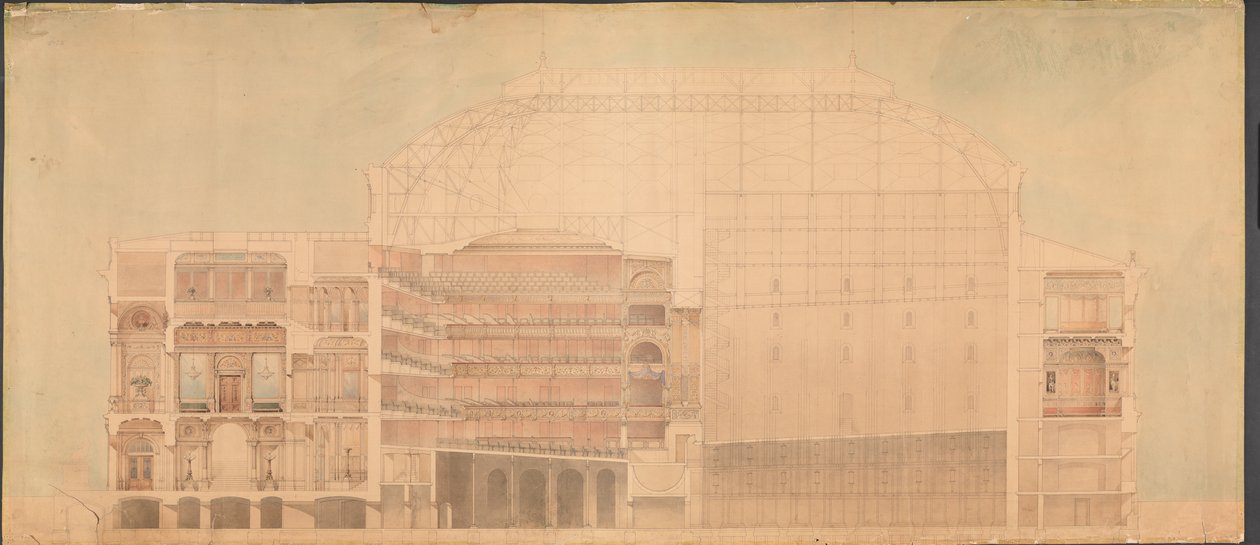 الملكي المسرح 1874. المقطع الطولي بواسطة جنس فيلهلم داهليروب
