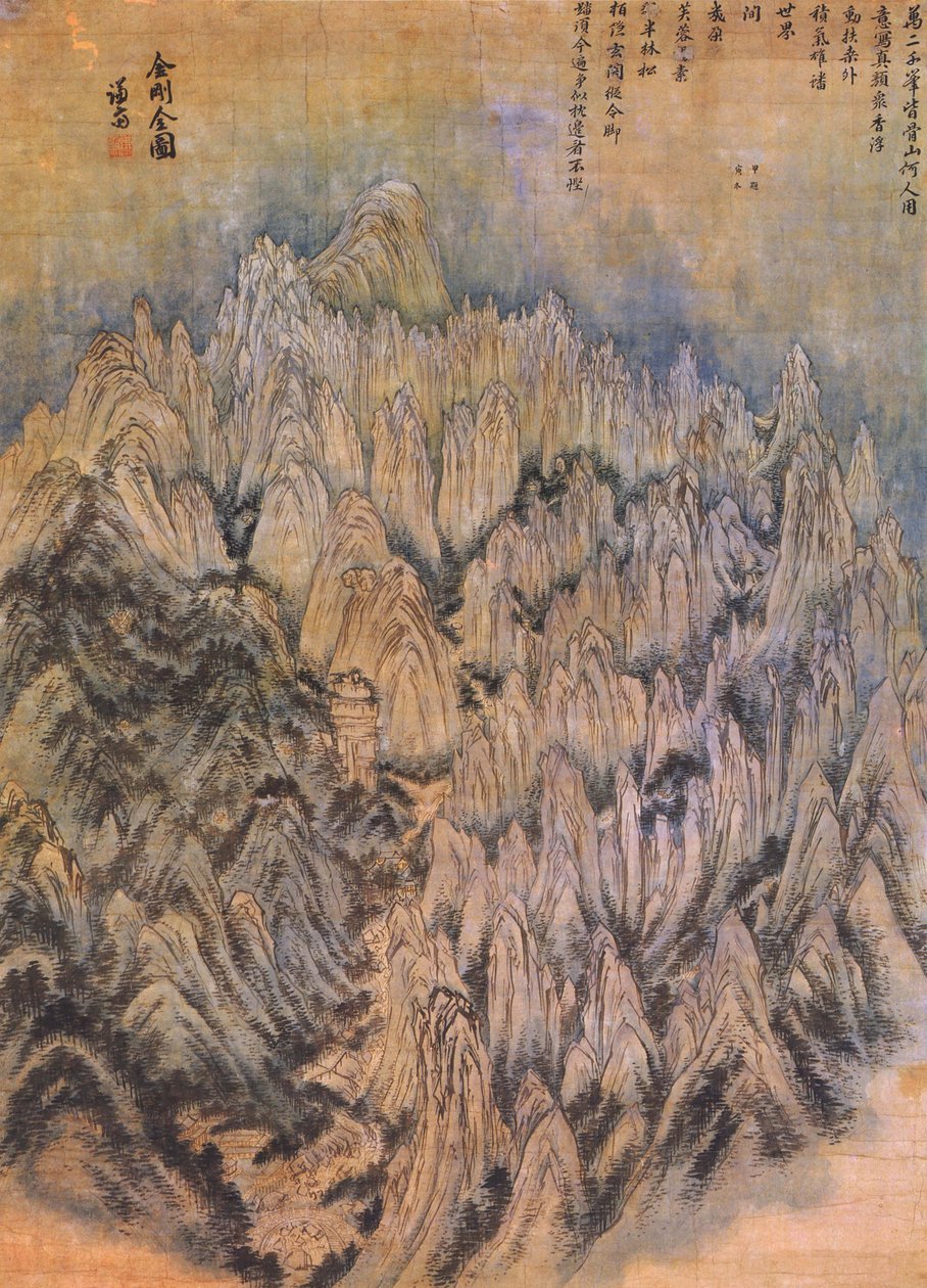منظر عام لجبل. كومكانج بواسطة Jeong Seon
