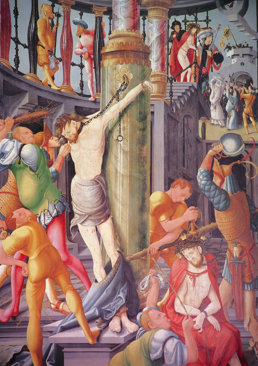 السخرية من المسيح ، من Herrenberg Altarpiece ، 1521 بواسطة جرج راتجب