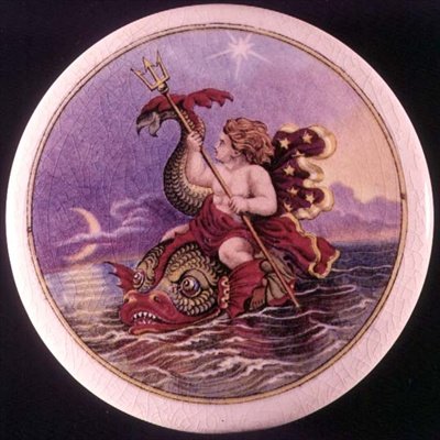 غطاء وعاء وعاء برات رسمه حورية البحر بواسطة جيسي أوستن (1806-79) ، c.1850 بواسطة جيسي أوستن