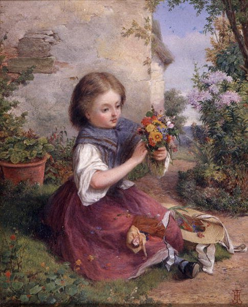 The Posy ، حوالي 1880 (زيت على لوح) بواسطة جيسيكا (Attr.to) Hayllar