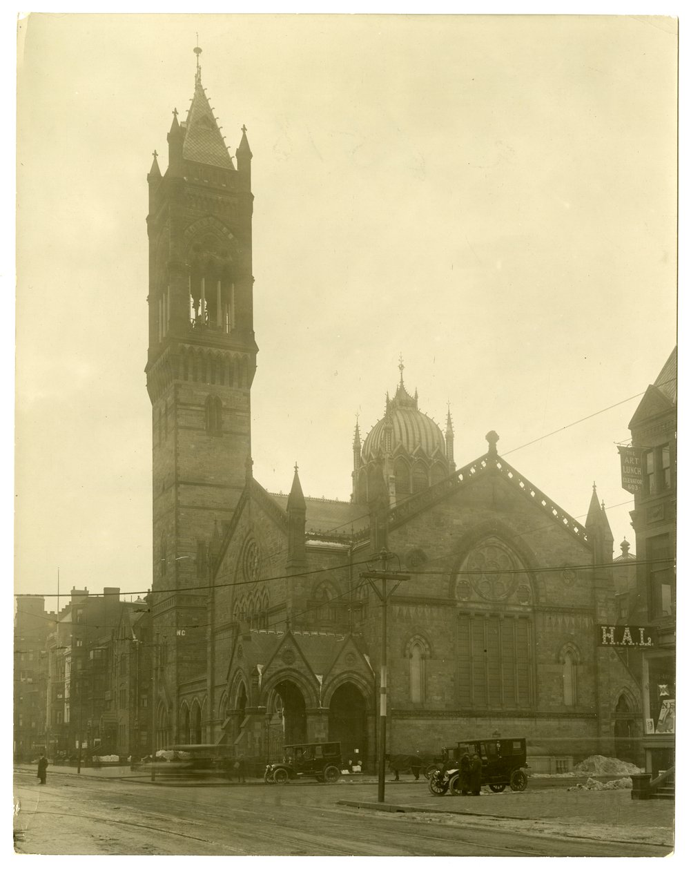 الكنيسة الجنوبية القديمة ، بوسطن ، الولايات المتحدة الأمريكية ، حوالي 1902-10 (صورة فضية للجيلاتين) بواسطة جيسي تاربوكس بيلز
