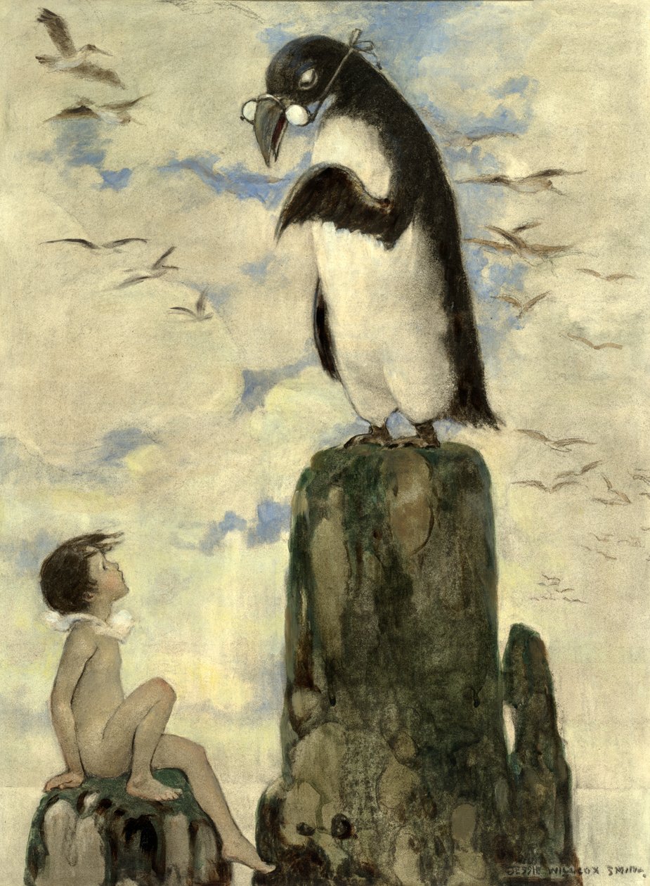 وهناك رأى آخر طائر جيرل ، من حانة The Water Babies لتشارلز كينجسلي. 1916 (لون ليثو) بواسطة جيسي ويلكوكس سميث