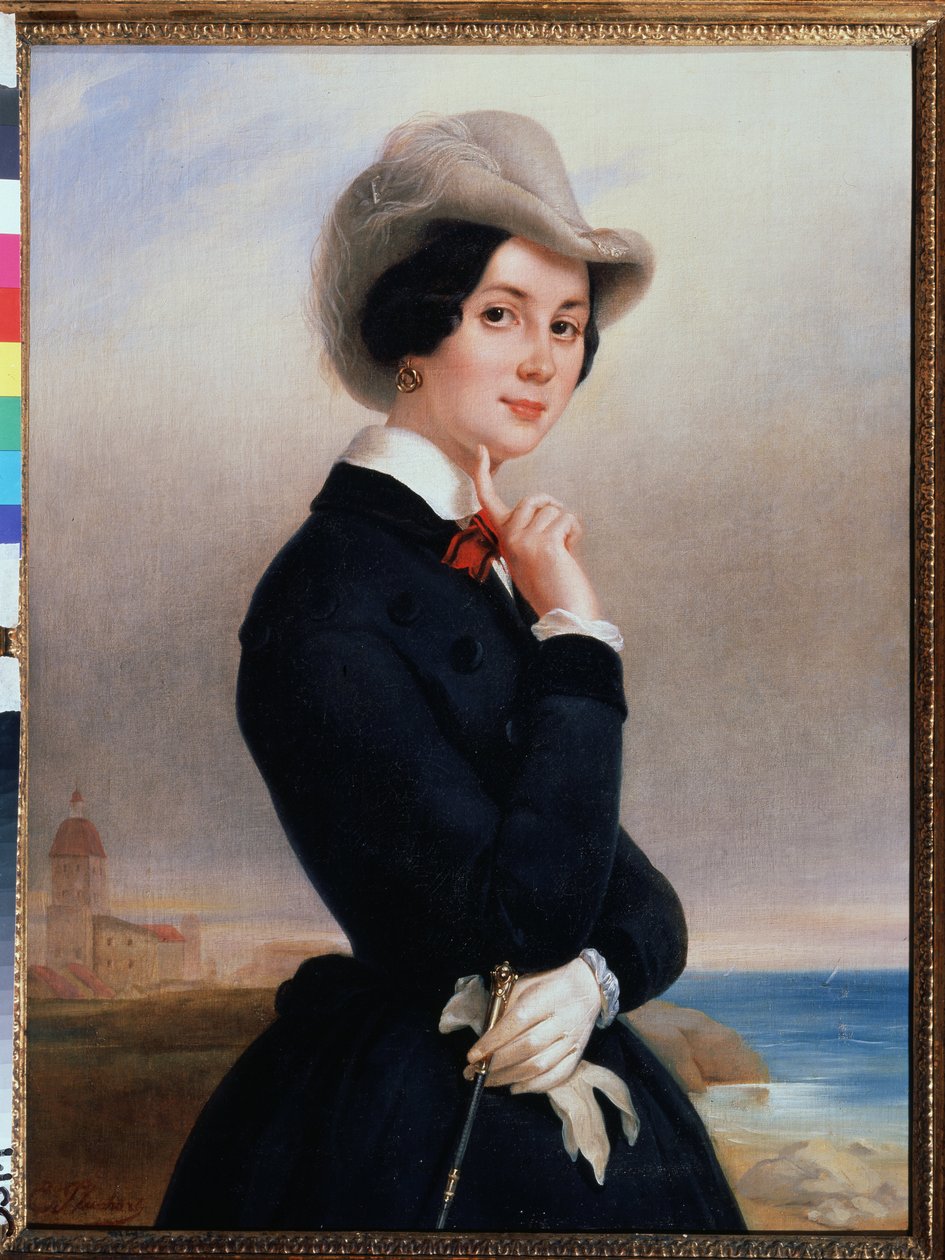 "" صورة للممثلة الروسية فيرا ميتشورينا سامويلوفا (سامويلوفا) (1866-1948) "لوحة رسمها يوجين بلوشارت (1809-1880) حوالي 1840 متحف تروبينين (تروبينين) موسكو ، روسيا بواسطة يفجيني ألكسندروفيتش بلوخارت