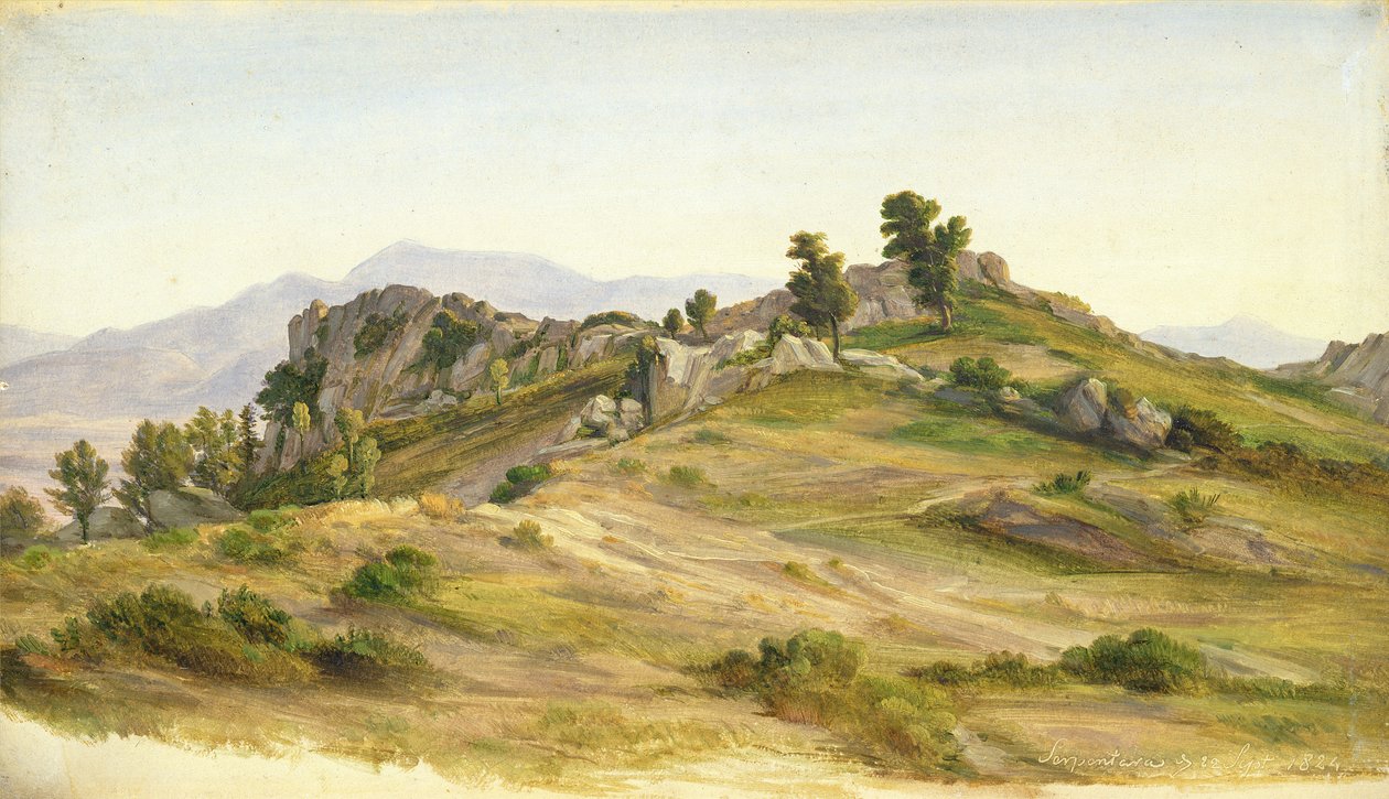 The Serpentara at Olevano ، 1824 (زيت على ورق مركب على بطاقة) بواسطة يواكيم فابر