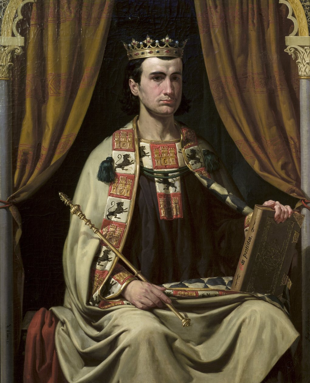 Le roi de Castille Alphonse X le sage (Alfonso X el Sabio) (1221-1284) - صورة لألفونسو العاشر (1221-1284) ، ملك قشتالة - رسم دومينغيز بيكير ، جواكين (1817-1879) - - مجلس مدينة إشبيلية بواسطة Joachin Dominguez Becquer
