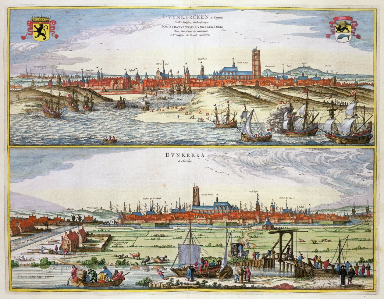 مدينة دونكيرك أثناء الاحتلال الإسباني ، نُشرت في أمستردام ، 1649 بواسطة جوان بلاو