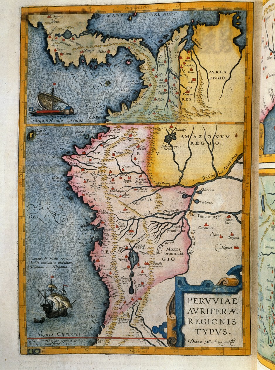 مناطق إنتاج الذهب في بيرو ، المجلد السابع ، أطلس مايور ، بقلم جوان بلاو (1596-1673) ، نقش على النحاس ، 57.5 × 39 سم ، أمستردام بواسطة جوان بلاو
