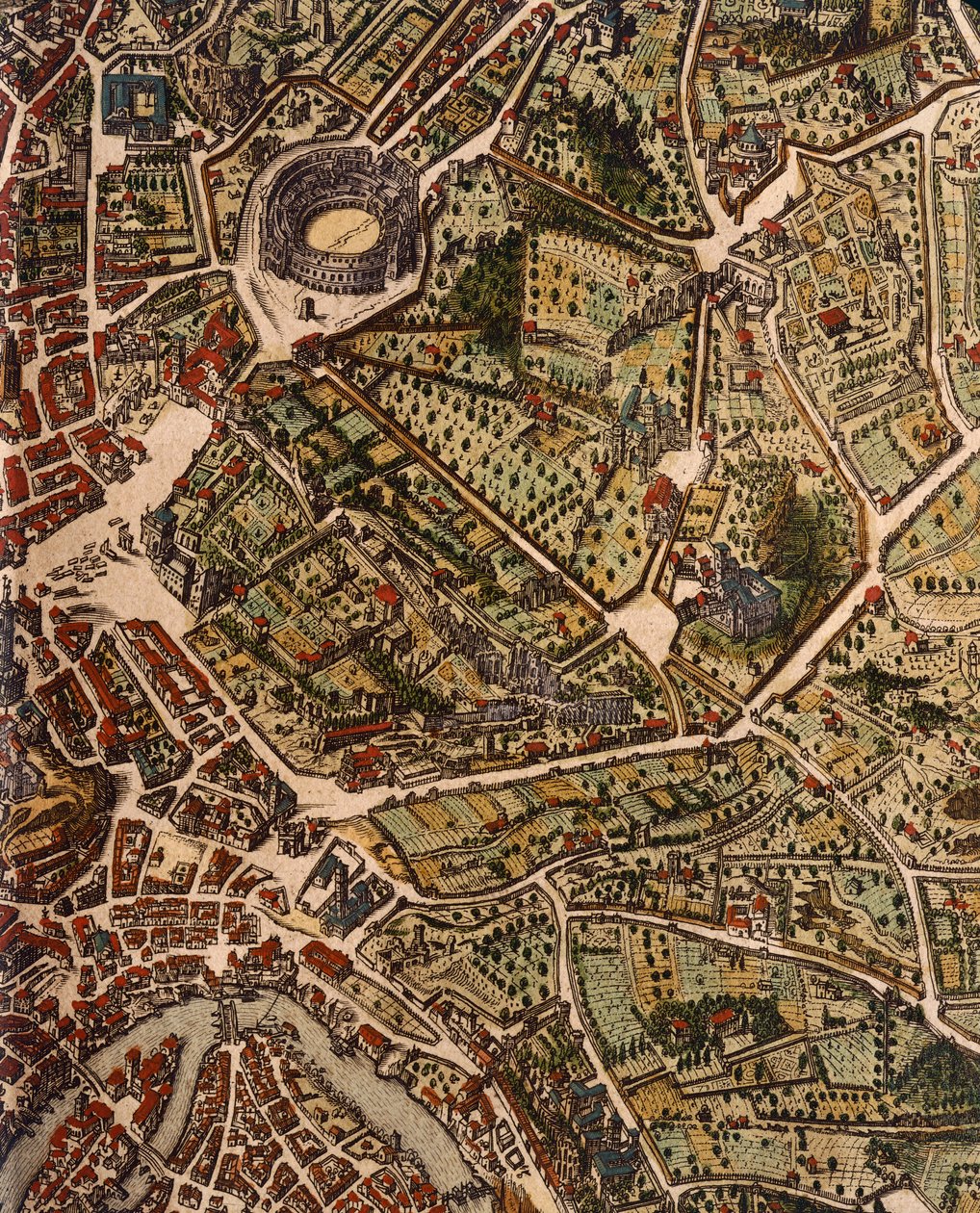 خريطة روما ، بقلم جوان بلاو (1596-1673) ، مطبوعة من مسرح الولايات المتحدة والأميرالية الإيطالية بواسطة جوان بلاو
