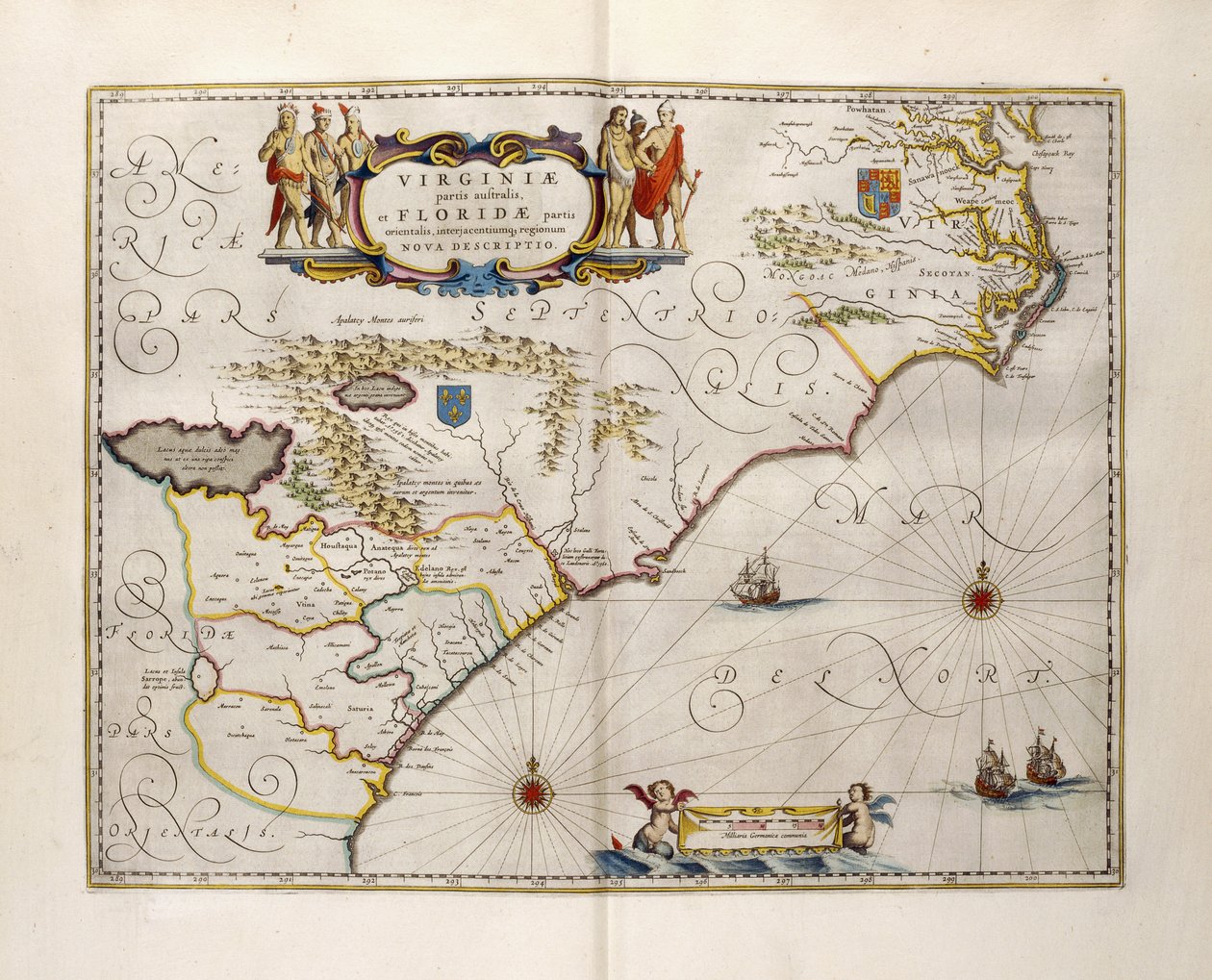 خريطة فرجينيا وفلوريدا ، 1667 بواسطة جوان بلاو