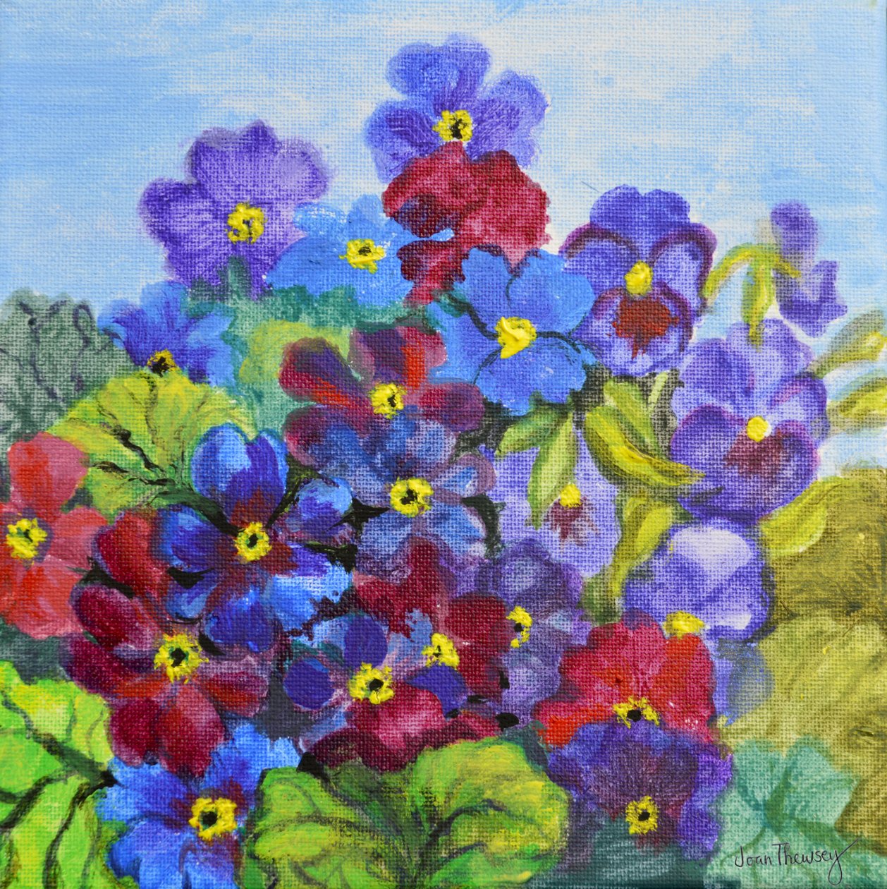 Blue Primroses ، 2017 ، (أكريليك) بواسطة جوان ثيسي