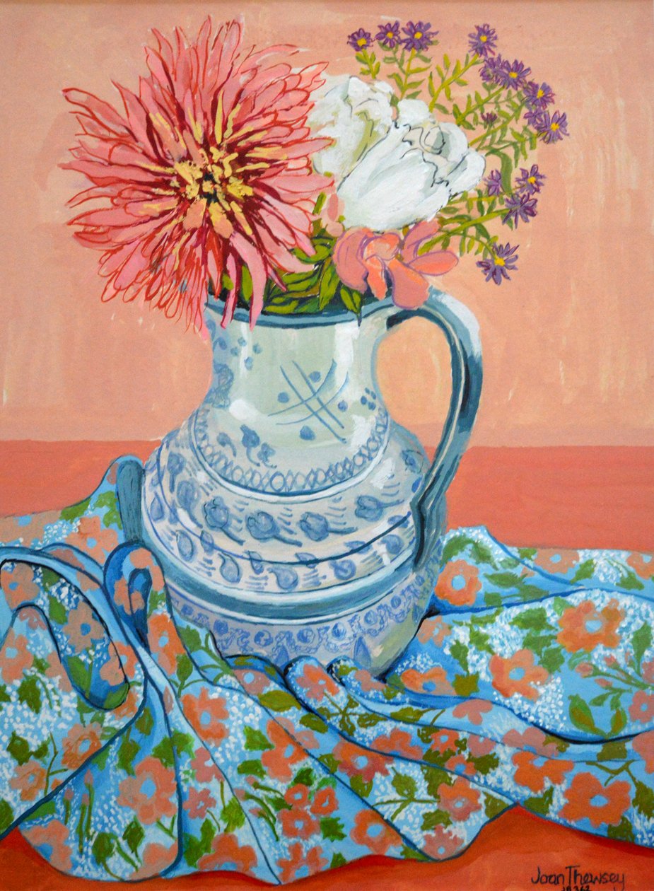 Dahlias، Roses and Michaelmas Daisies، 2000، بواسطة جوان ثيسي