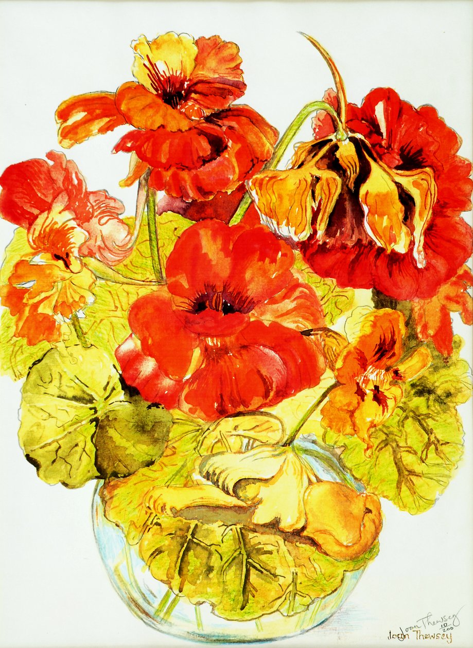 Nasturtiums ، 2005 ، (لون الماء) بواسطة جوان ثيسي