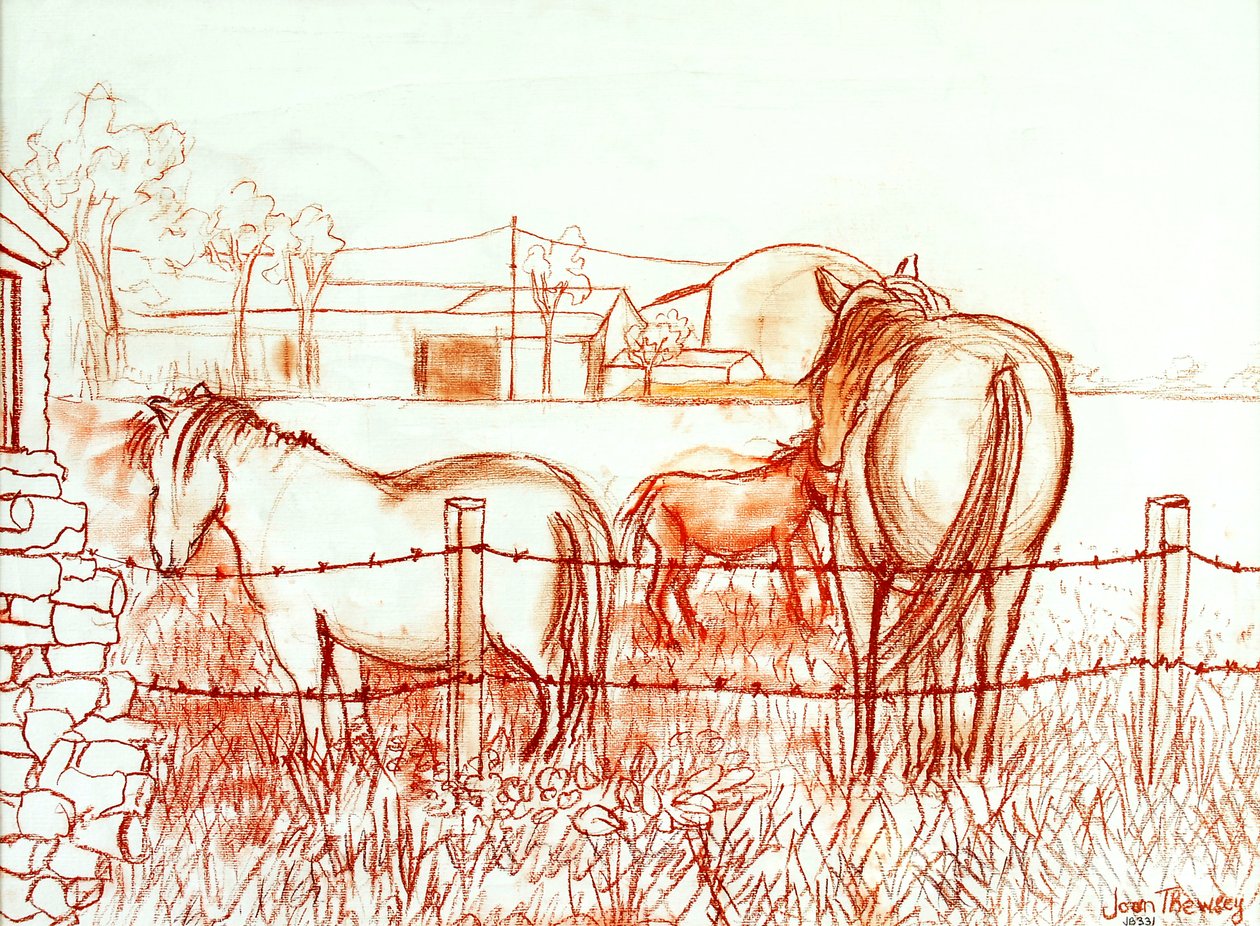 Serenade، Janie and a Donkey in the Meadow، 2000، (Terracotta Conte`) بواسطة جوان ثيسي