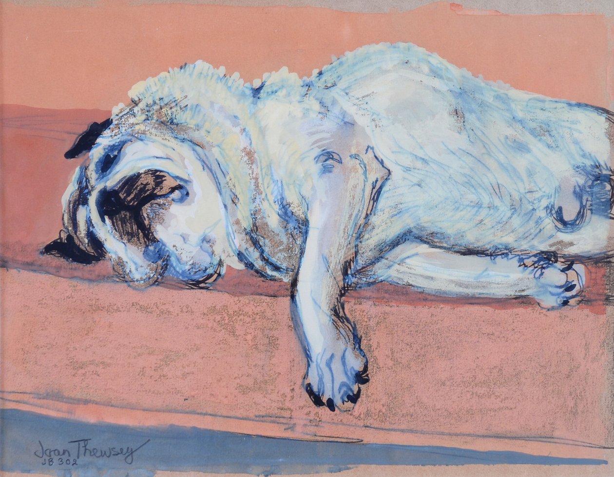 Sleeping Pug Two ، 2000 ، (حبر وغواش) بواسطة جوان ثيسي