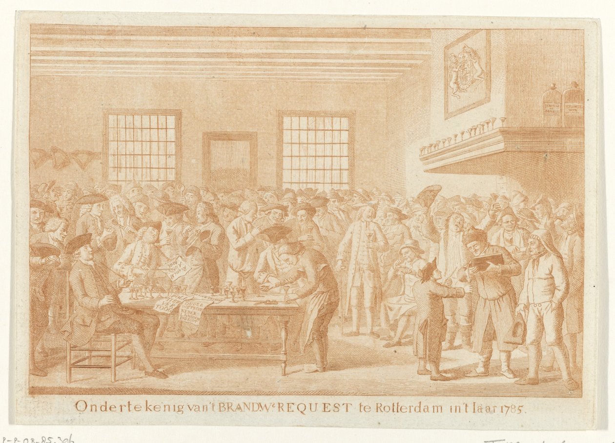 توقيع طلب Brandewijn في روتردام ، 1785 توقيع العلامة التجارية t. طلب في روتردام في 