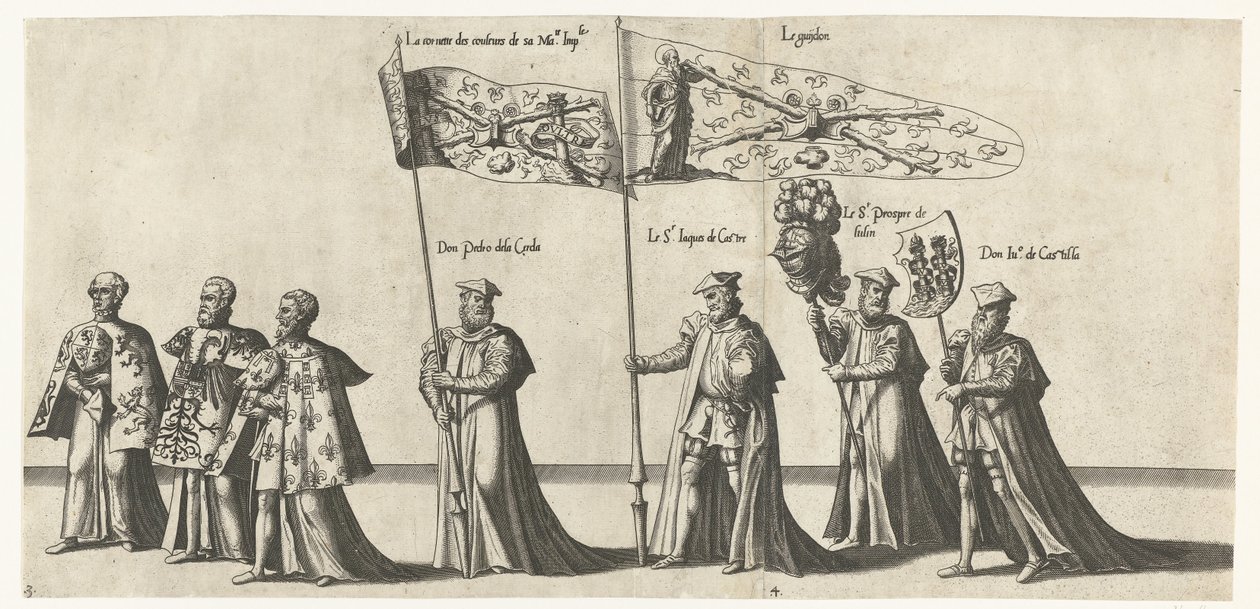 Deel van de optocht، nr. 3 في 4 Begrafenisoptocht van Keizer Karel V، 1558 (عنوان السلسلة) مضخة الجنازة الرائعة والفاخرة ، التي تم إجراؤها في جنازة وجنازة الإمبراطور العظيم جدًا والمنتصر تشارلز الخامس ، الذي تم الاحتفال به في مدينة برو بواسطة جوان فان دويتشوم (أنا)