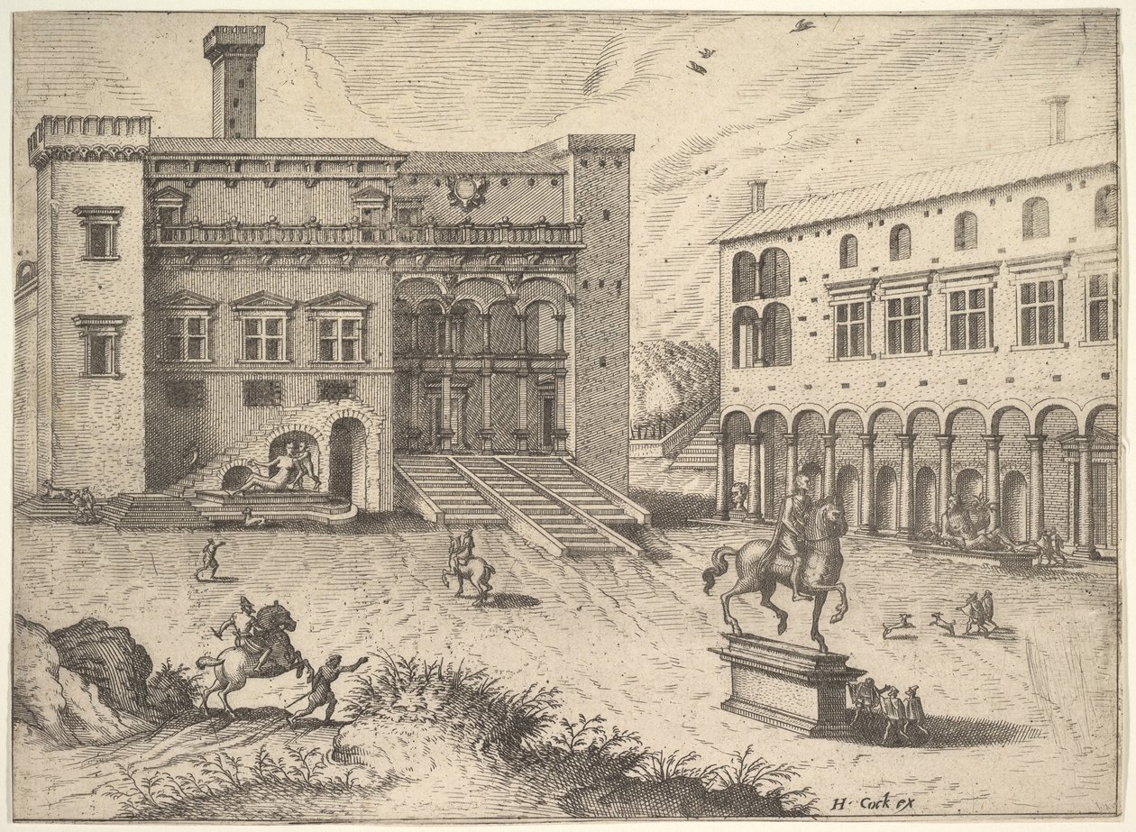 منظر لـ Campidoglio على Capitoline Hill ، من سلسلة Operum antiquorum romanorum ، 1562 بواسطة جوانس فان دويتكوم