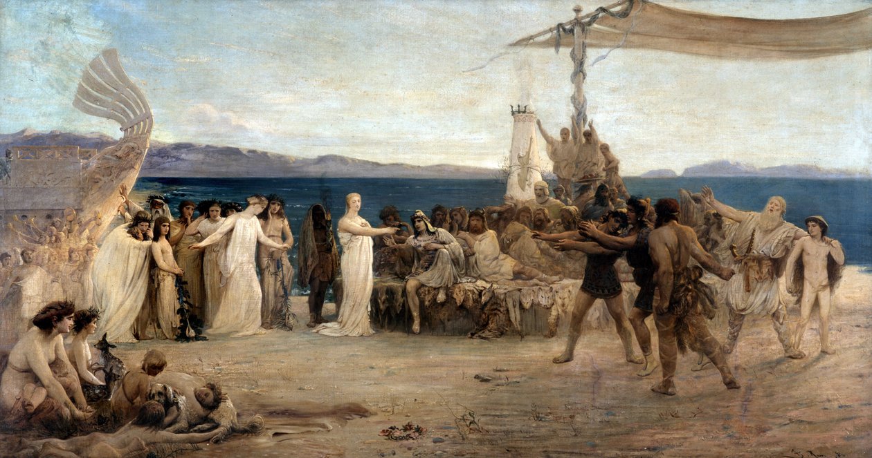 تأسيس مرسيليا في 600 قبل الميلاد - Les Noces de Protis et Gyptis (زيت على قماش) بواسطة Joanny Rave