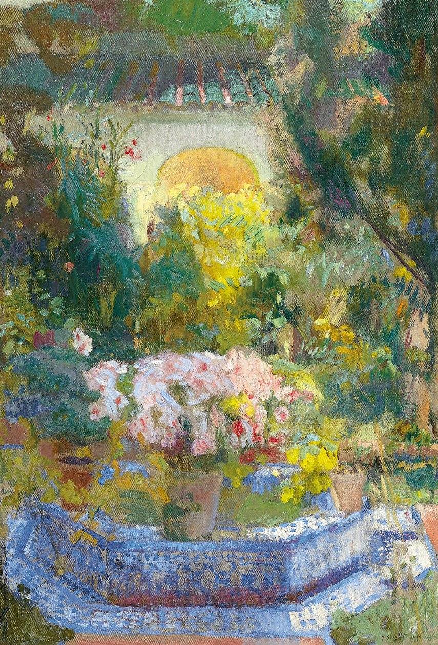 فناء منزل سورولا - سورولا وباستيدا ، جواكين (1863-1923) - 1917 - زيت على قماش - 95.9x64.8 - متحف كارمن تيسن ، ملقة بواسطة جواكين سورولا وباستيدا