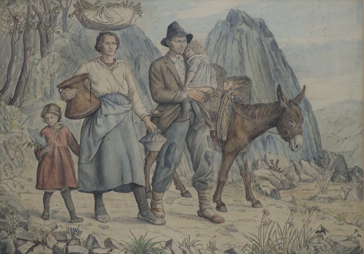 عائلة من Anticoli Corrardo ، Going to Market ، 1928 (مرحاض بالقلم والحبر على الورق) بواسطة ايوب نيكسون