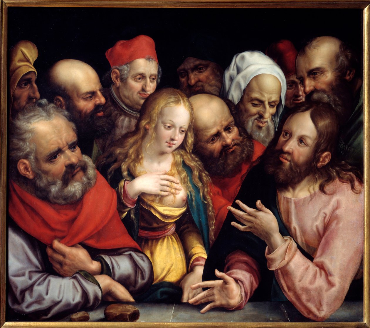 رسم المسيح والمرأة الزانية على الورق المقوى بواسطة جوبست هاريش (1580-1617) 1617 صن. 0،73x0،84 م بواسطة جوبست هاريش