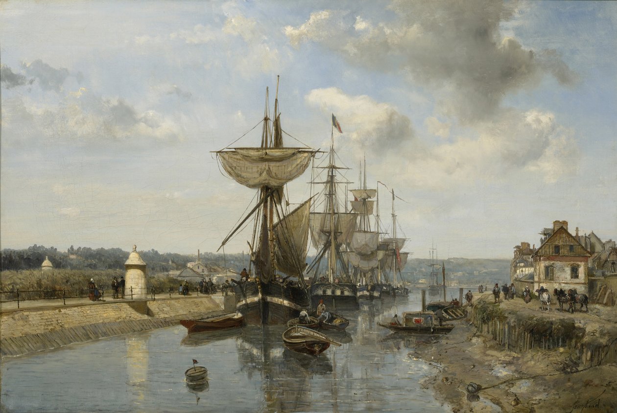 الفرقاطات ، ميناء هارفليور ، c.1852-53 بواسطة يوهان بارثولد جونغكيند