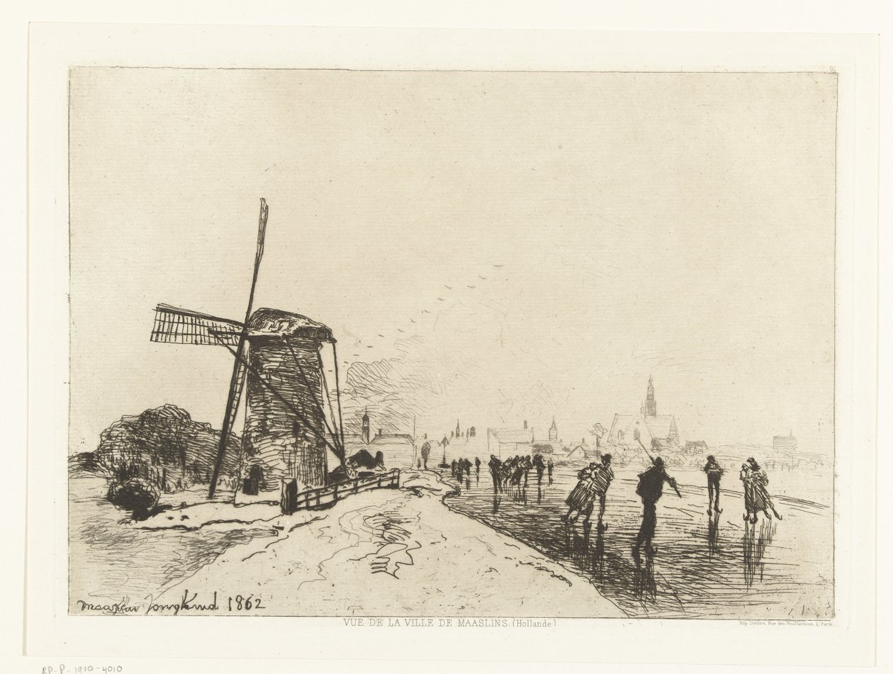 منظر لـ Maassluis Vue de la ville de Maaslins (Hollande) (عنوان السلسلة) بواسطة يوهان بارثولد جونغكيند