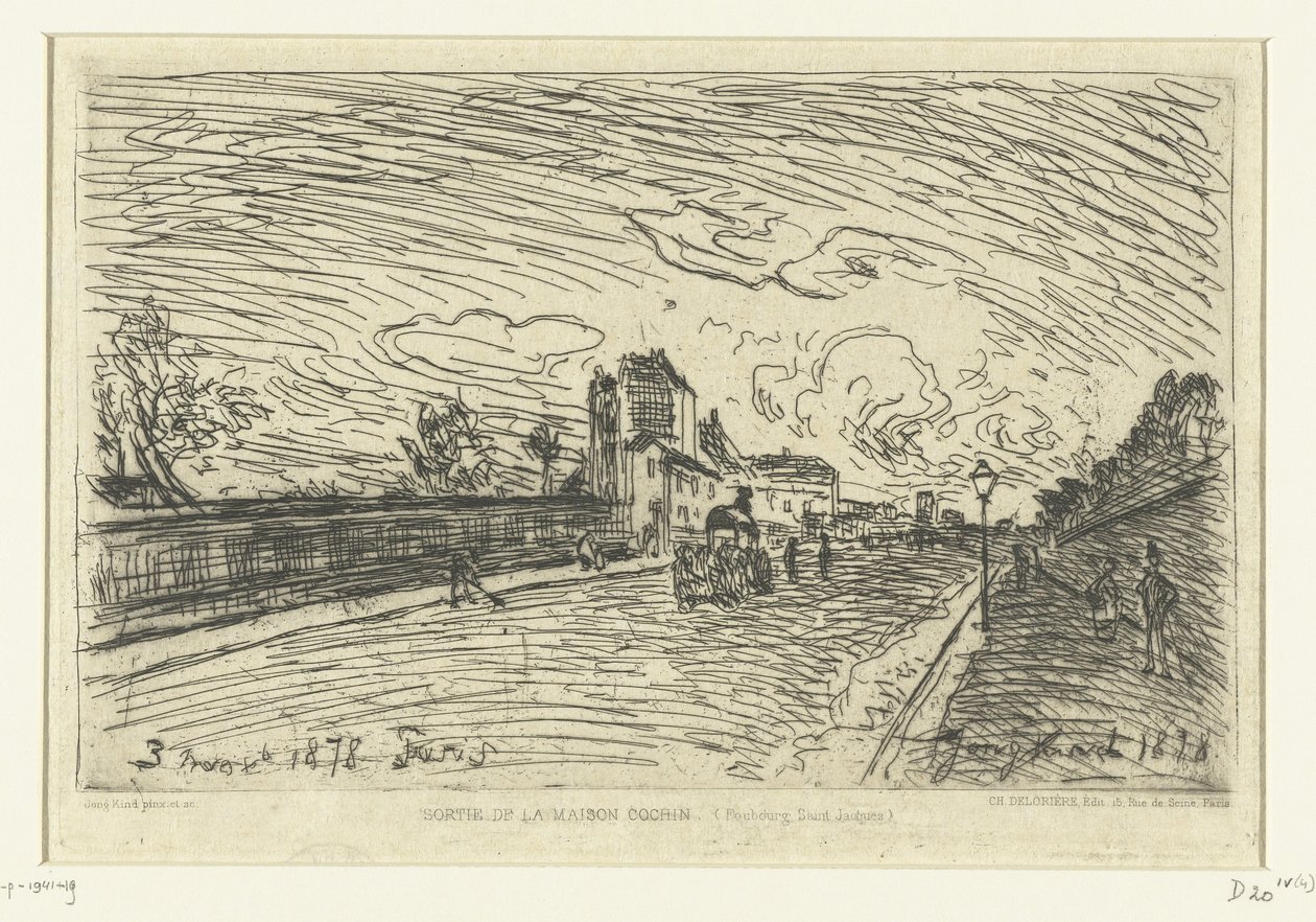 مخرج مستشفى كوشين (فوبورج سان جاك ، باريس) Sortie de la Maison Cochin (Faubourg Saint-Jacques) (العنوان على الكائن) بواسطة يوهان بارثولد جونغكيند