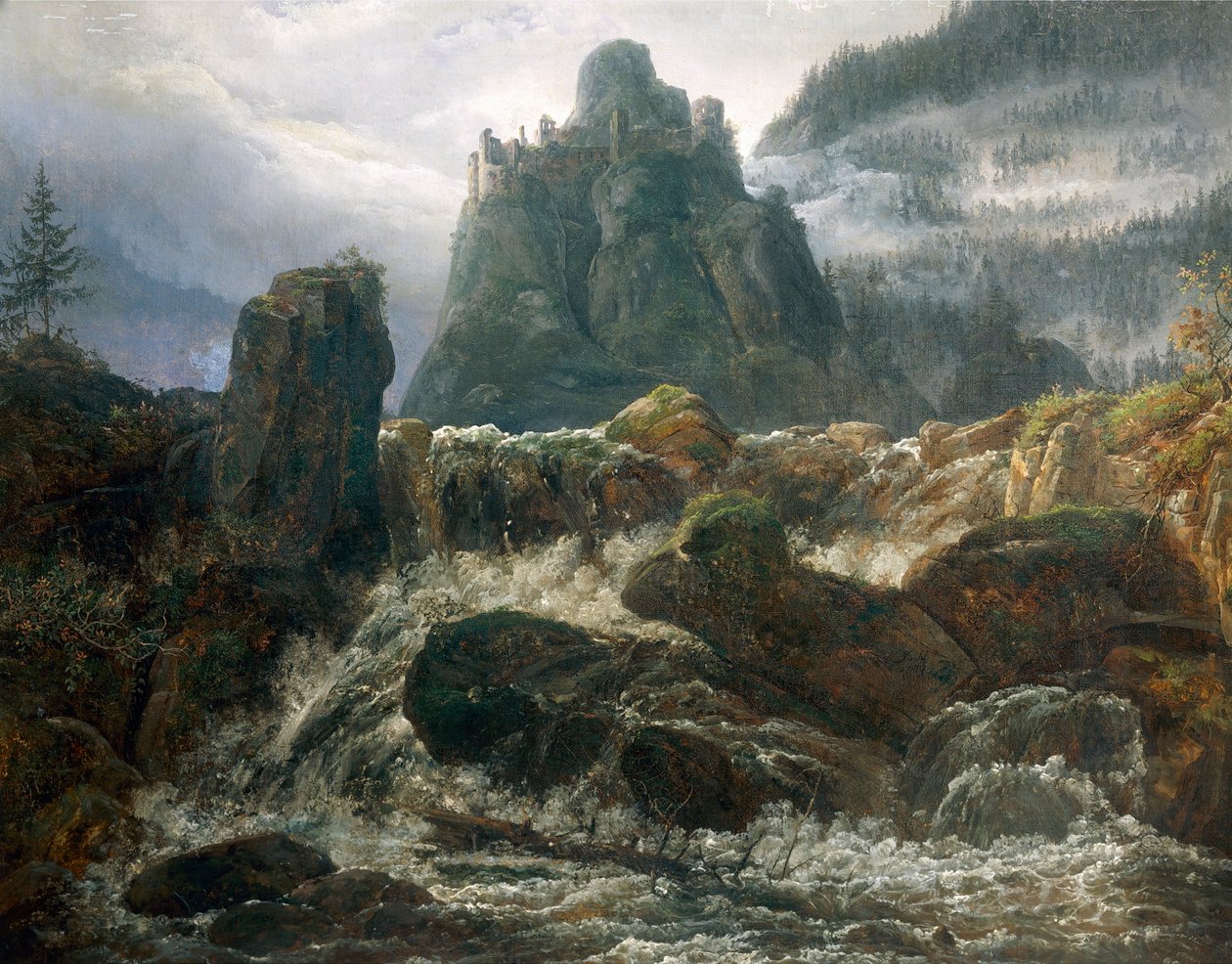 آثار رومانسية مع سيل ، رسمها يوهان كريستيان كلوزين دال (1788-1857). بواسطة يوهان كريستيان دال