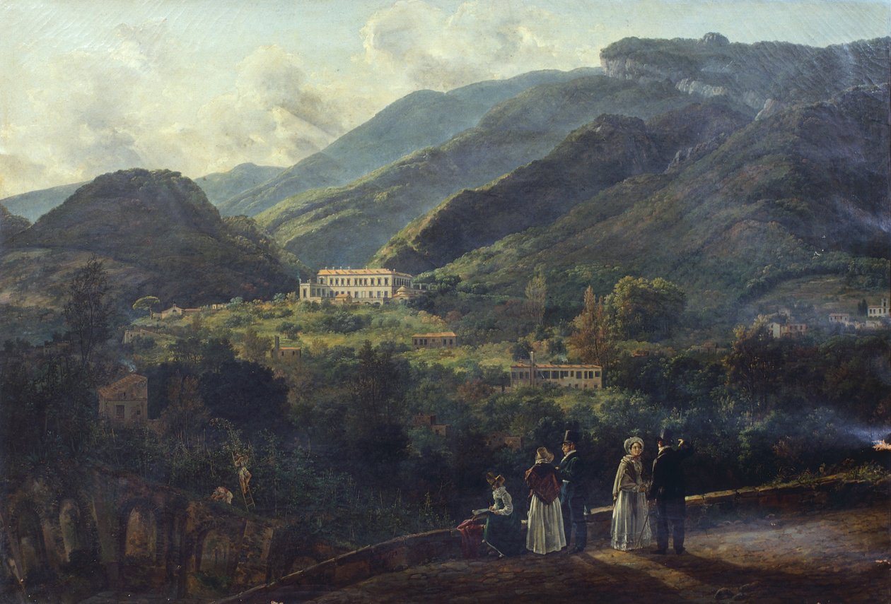 القصر الملكي في Quisisana ، بالقرب من نابولي ، بواسطة Johan Christian Clausen Dahl (1788-1857) ، إيطاليا بواسطة يوهان كريستيان دال