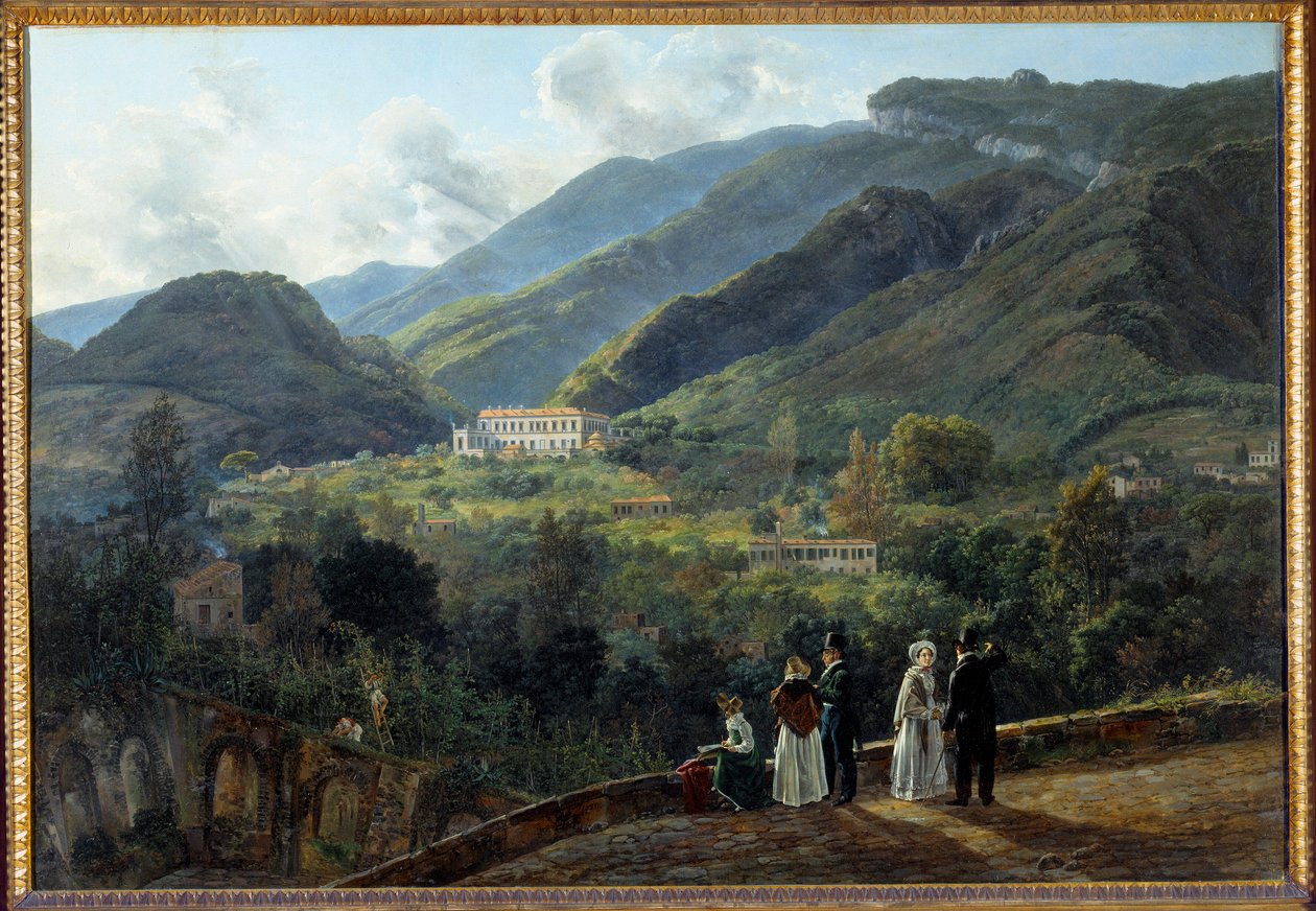 كازينو Reale de Quisiana في كاستيلاماري مع محكمة الدنمارك. لوحة يوهان دال (1788-1857) بواسطة يوهان كريستيان دال