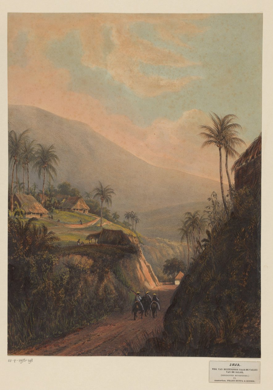 منظر لطريق إلى وادي Salak في جاوة الطريق من Buitenzorg إلى وادي Salak (سكن Buitenzorg) (العنوان على الجسم) بواسطة يوهان كونراد جريف