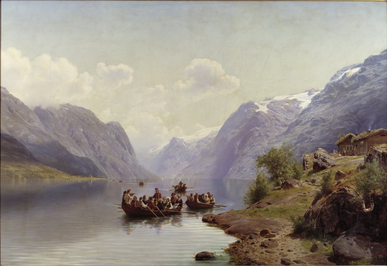 مرافقة الزفاف في Hardanger Fiord ، 1865 بواسطة يوهان فريدريك إكرسبيرج