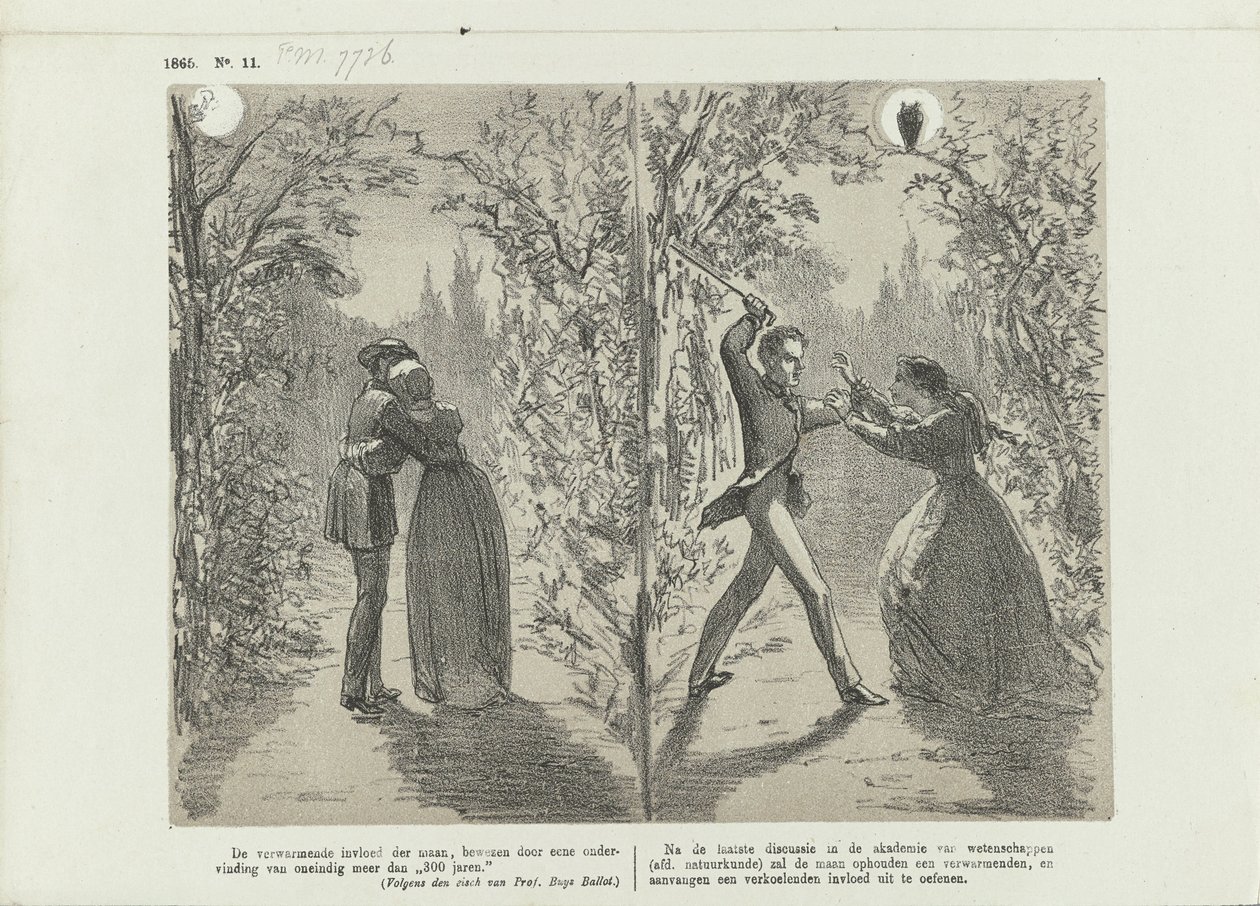 كارتون عن تأثير القمر ، 1865 بواسطة يوهان مايكل شميدت كرانز