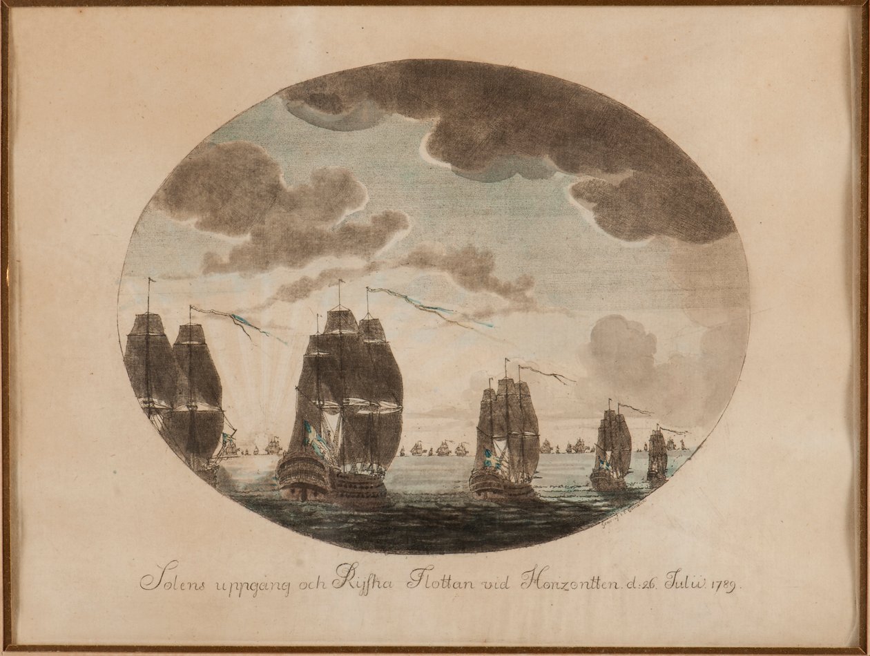 معركة أولاند البحرية في 26 يوليو 1789 ، ج. 1790. بواسطة يوهان بيتر كوملين