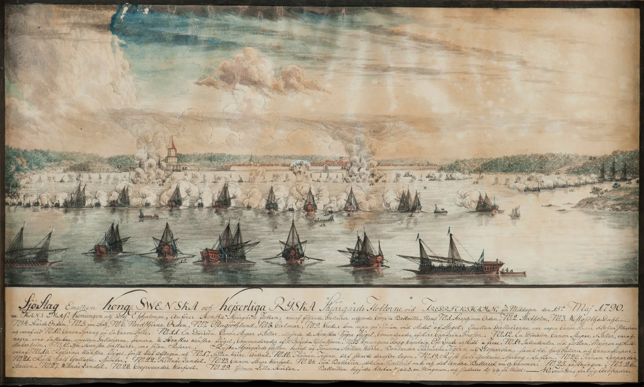 ال معركة Fredrikshamn في مايو 1790 ، 1791. بواسطة يوهان تيريتش شولتز